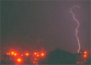 A night photo of a lighting strike